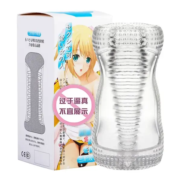 Clear TPR male masturbator, transparent design for intimate pleasure